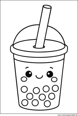 Bubble Tea Ausmalbild ab 3 Jahren