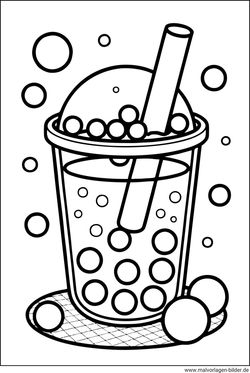Bubble Tea Ausmalbild ausdrucken und anmalen
