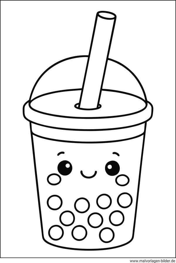 Bubble Tea Ausmalbild einfach