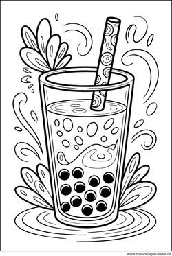 Bubble Tea Malbild kostenlos für Erwachsene