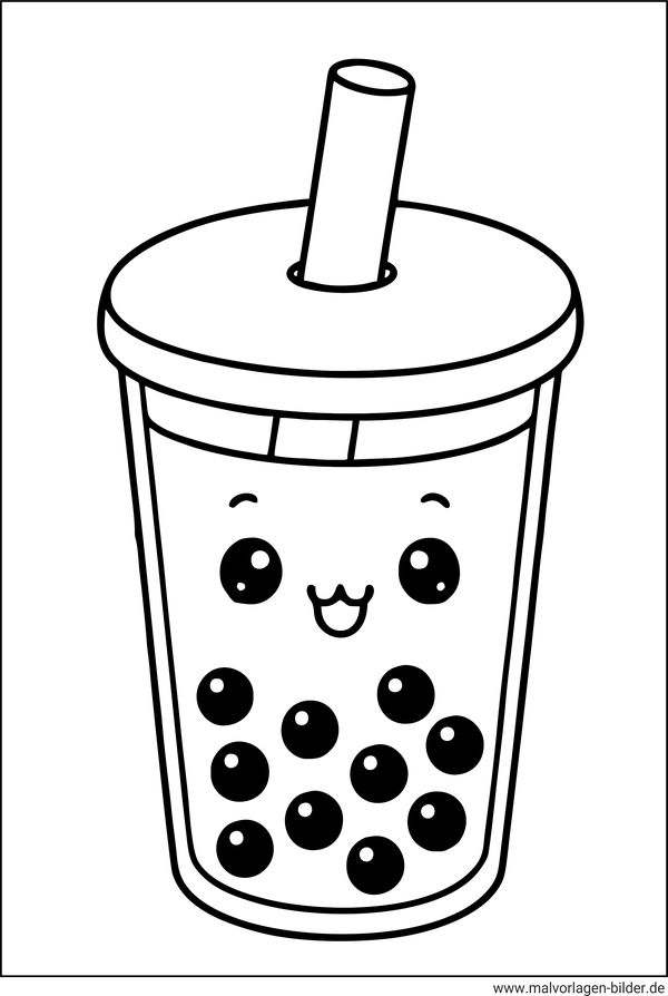 Bubble Tea Malvorlage für Kinder