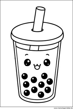 Bubble Tea Malvorlage Kinder kostenlos drucken