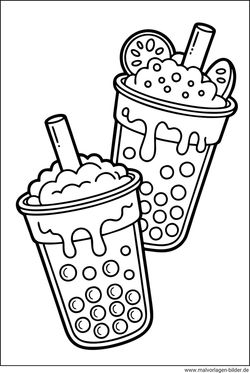 Bubble Tea Malvorlagen mit Trinkhalm zum Ausdrucken