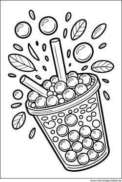 Bubble Tea Minze Ausmalbild gratis drucken und malen