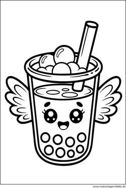Bubble Tea mit Flügel Malvorlage herunterladen