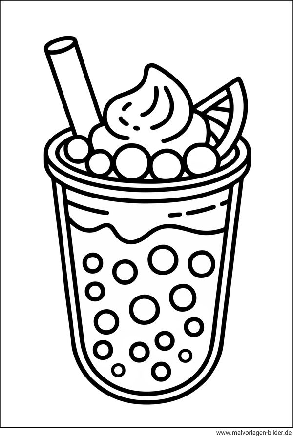 Bubble Tea mit Sahne Ausmalbild