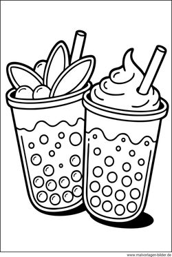 Bubble Tea mit Strohhalm Ausmalbild drucken und malen
