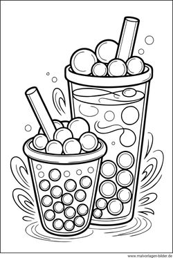 Zwei Bubble Teas Ausmalbild PDF download