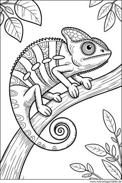 Chamäleon Ausmalbild für Erwachsene ausdrucken und ausmalen