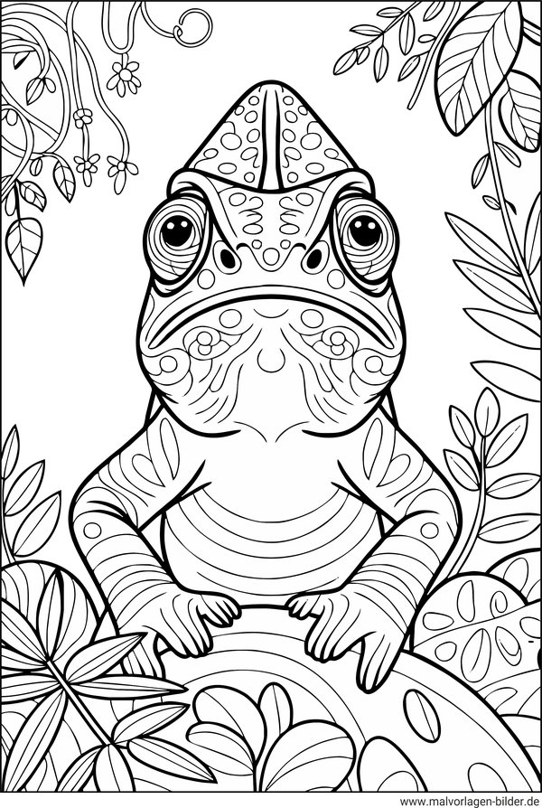 Chamäleon von vorne Ausmalbild Erwachsene