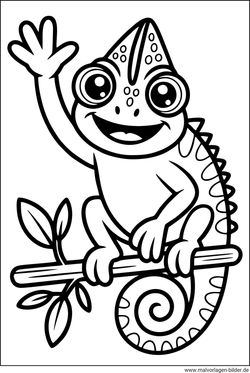 Chamäleon winkt dir zu Malvorlage