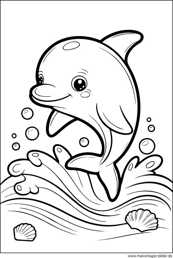 Ausmalbild Delfinbaby