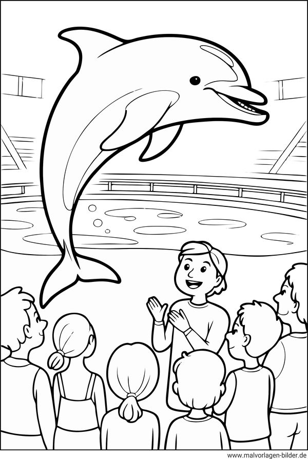 Delfin Delfinarium Ausmalbild