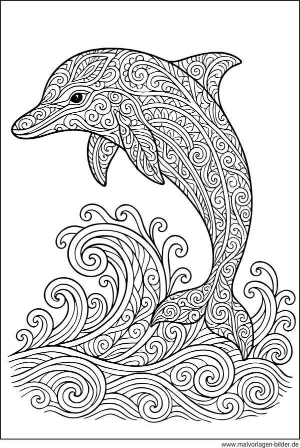 Delfin Malvorlage für Erwachsene