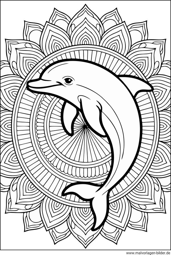 Delfin Mandala-Ausmalbild Erwachsene