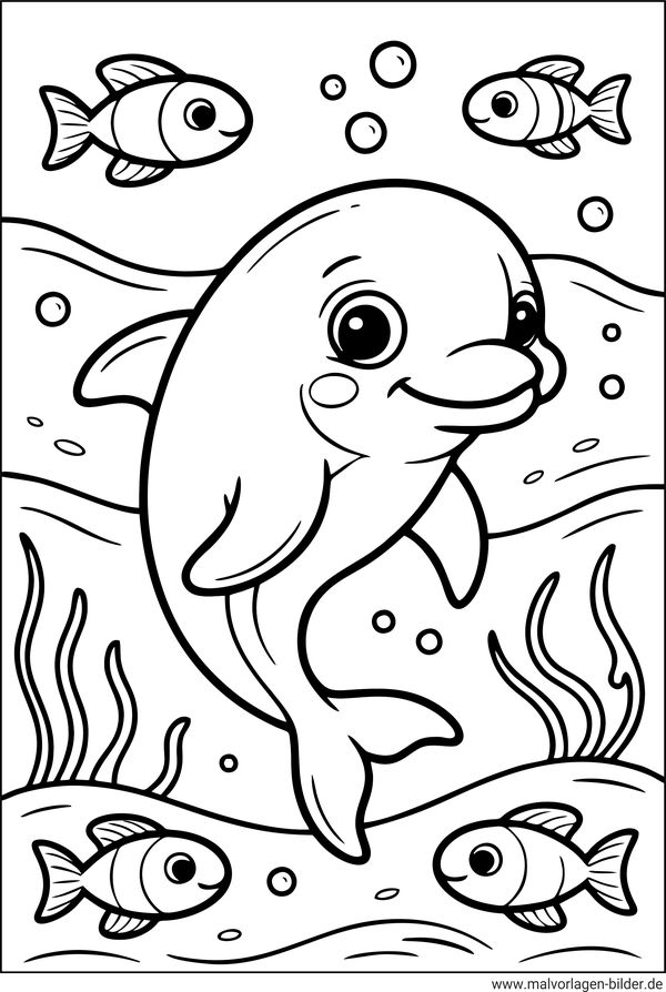 Malvorlage Delfin im Meer