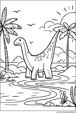 Dino Malvorlage in der Urzeit
