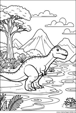 Dino Tyrannosaurus rex Ausmalbild für Kinder gratis