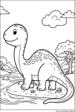 Dinosaurier Urzeit Natur Ausmalbild