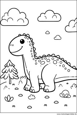süßer Dinosaurier Ausmalbild für Kinder gratis