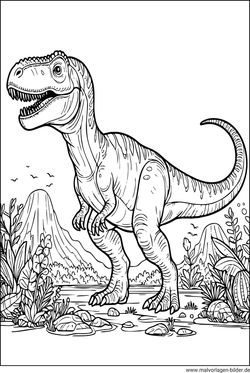 Tyrannosaurus Rex Ausmalbild zum Ausdrucken kostenlos