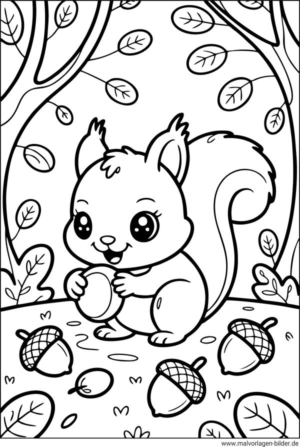 Ausmalbild Eichhörnchen Baby