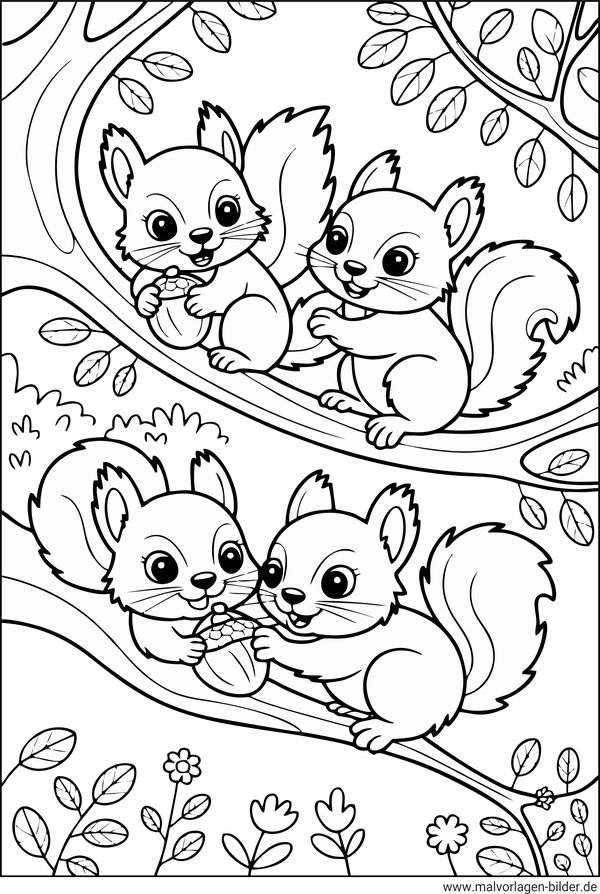 Baby Eichhörnchen Ausmalbild