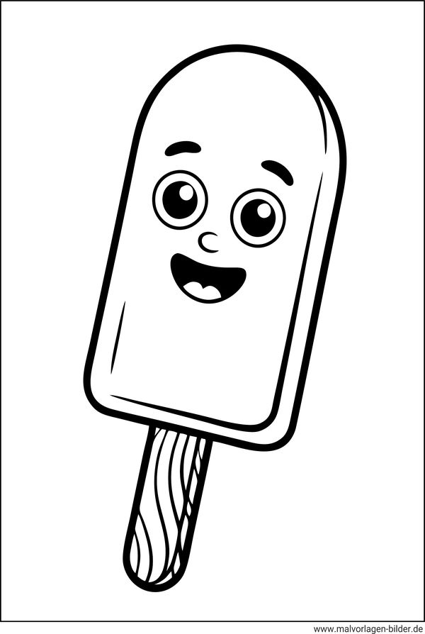 Ausmalbild Eis mit Gesicht