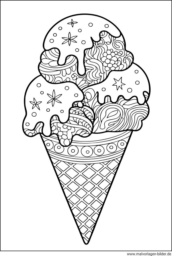 Eis Kugeln mit Muster Ausmalbild Erwachsene