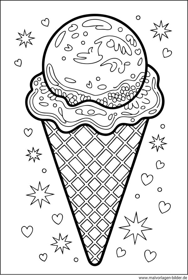 Eiskugel in der Waffel Malvorlage Erwachsene