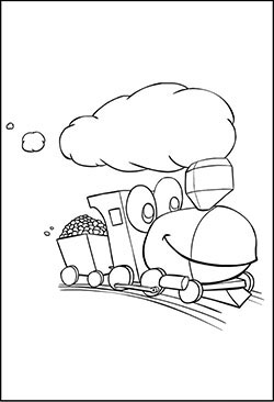 Malvorlage für Kinder - Die lustige Lokomotive