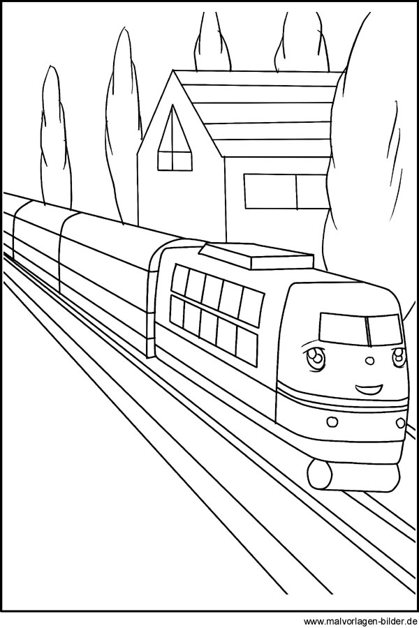Ausmalbild Zug - Malvorlage von einem Schnellzug