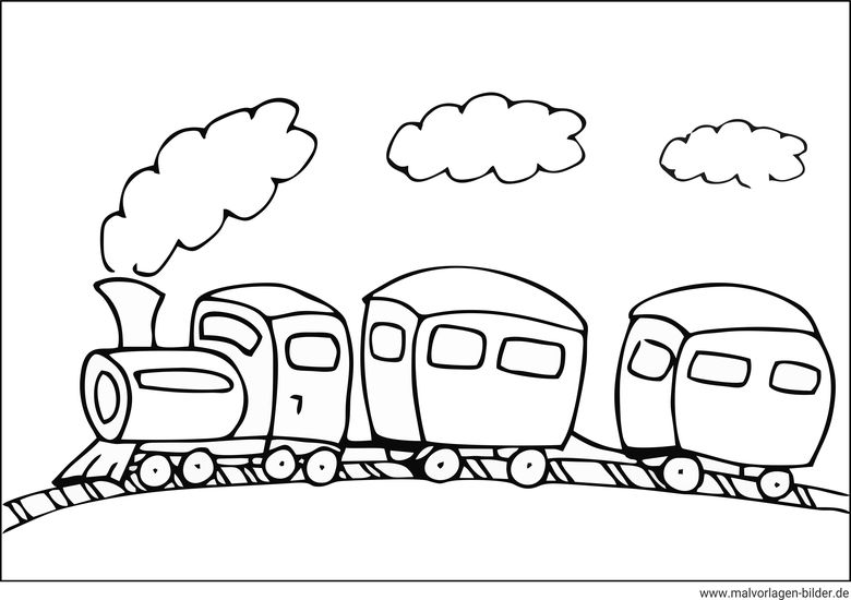 Malvorlage Eisenbahn mit Anhängern