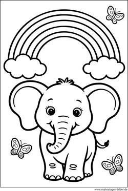 Elefant und ein Regenbogen Ausmalbild ausdrucken