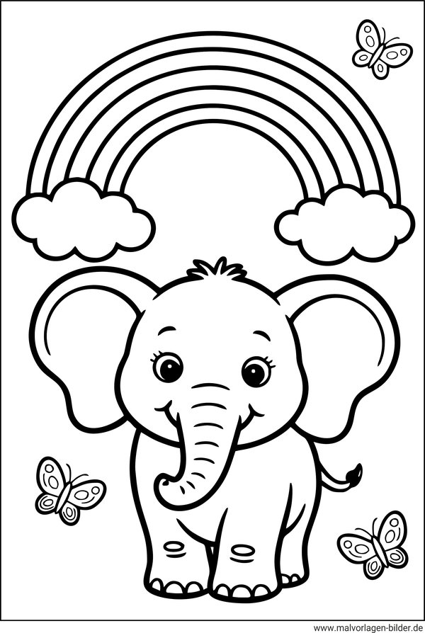 Elefant Regenbogen Ausmalbild