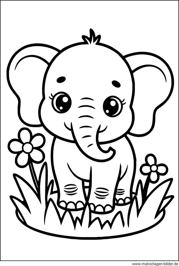 Elefantenbaby kostenloses Ausmalbild