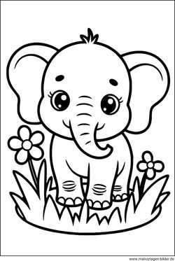 Elefantenbaby Ausmalbild zum Ausmalen