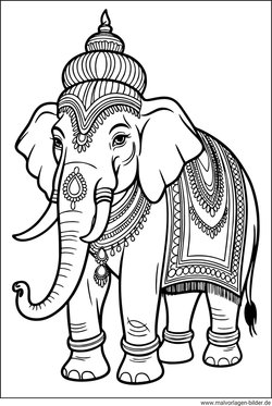 Indischer Elefant mit Schmuck Ausmalbild