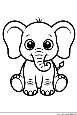 Niedliches Elefantenbaby Ausmalbild