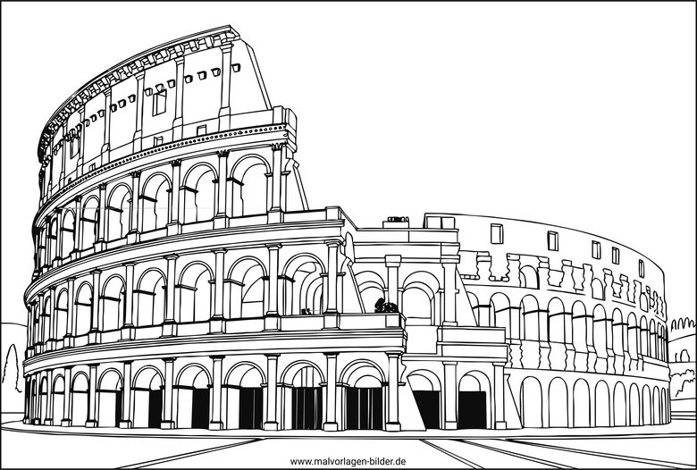 Ausmalbild Kolosseum Rom in Italien