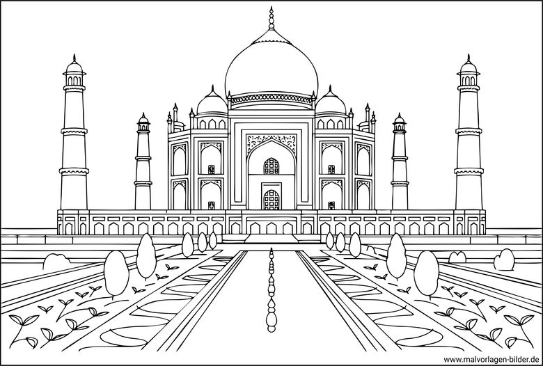 Ausmalbild Taj Mahal in Indien