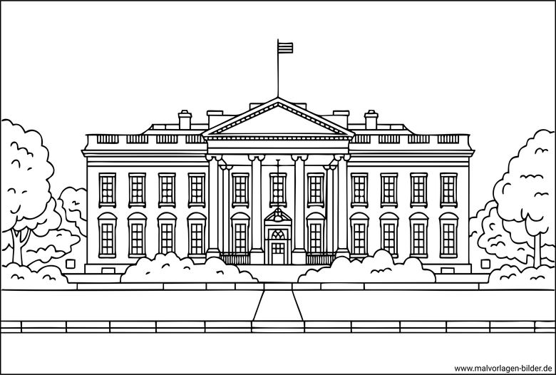 Ausmalbild Weißes Haus Washington