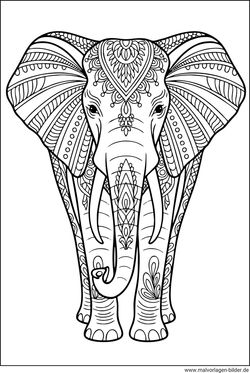 Elefant Malvorlage mit Muster Erwachsene