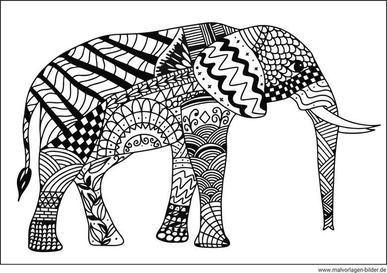 Elefant Mandala Ausmalbild Erwachsene
