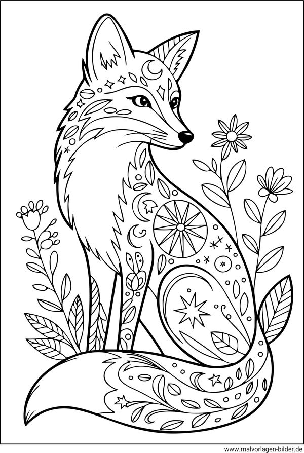 Fuchs Ausmalbild für Erwachsene