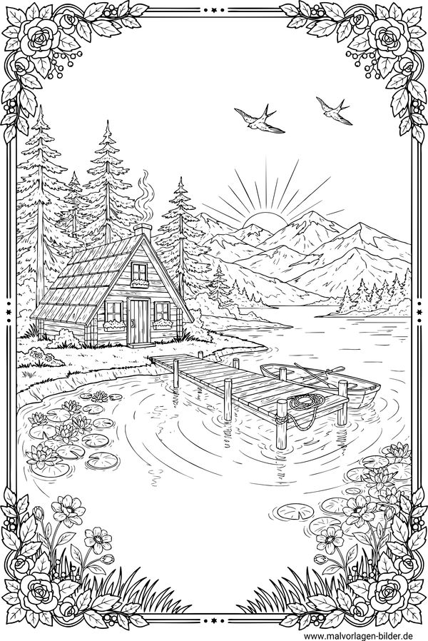 Holzhaus am See Malvorlage Erwachsene