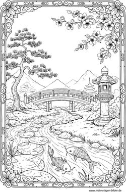 Japan Ausmalbild für Erwachsene