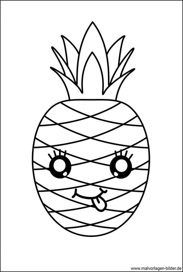 Ananas Ausmalbild Kawaii