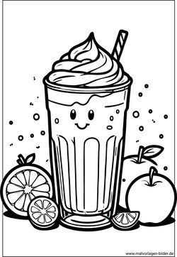 Ausmalbild frisch gepresster Saft im Glas
