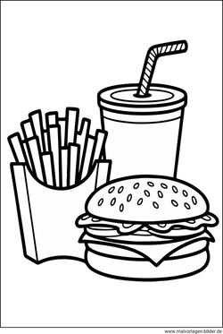 Fastfood Ausmalbild ausdrucken